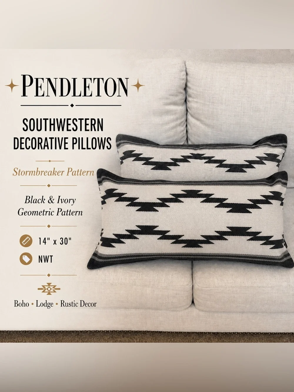 Pendleton Stormbreaker Decorative Lumbar Pillows 14x30 NWT Southwestern Accent
